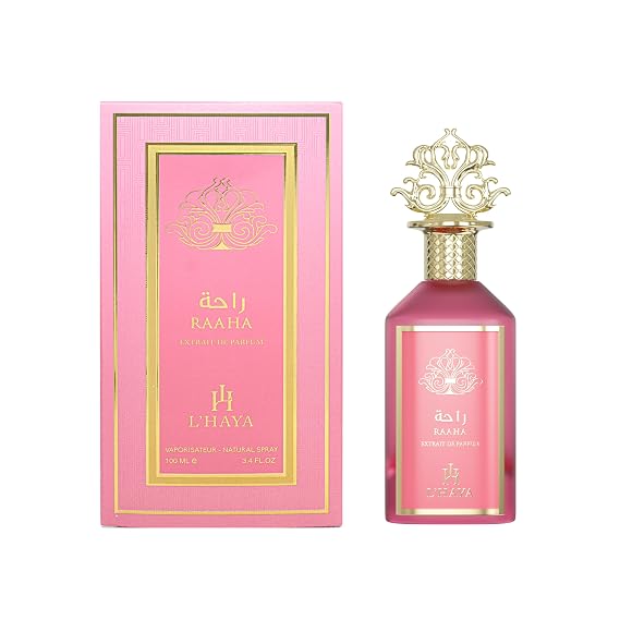 L'haya Raaha Extrait de Parfum, 3.4 FL OZ, Floral Oriental Fragrance with Neroli, Orange Blossom, Turkish Rose, 100ml