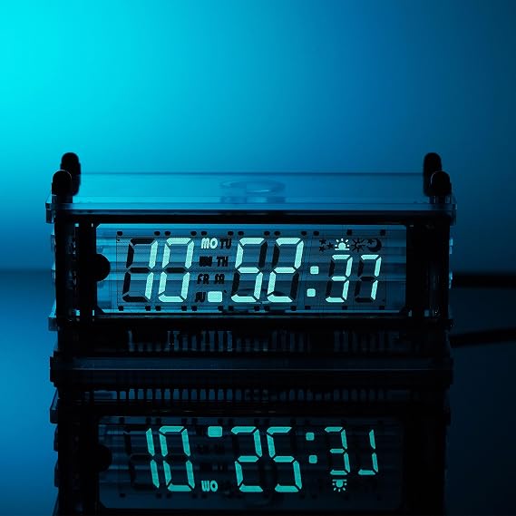 LGL Studio VFD Clock | Vacuum Fluorescent Display, Minimalist Style Desktop Clock, WiFi NTP Support, 12/24 Hour Format, for Tech Enthusiasts