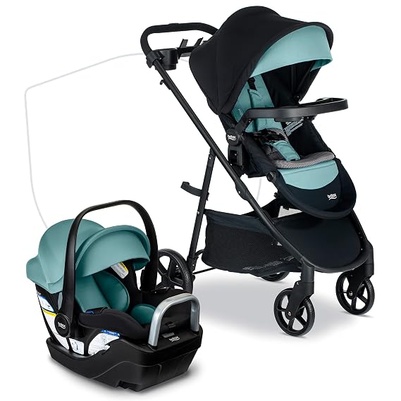 Britax Willow Brook S+ Travel System With Alpine Base Jade Onyx | Car Seat Stroller Combo; Brook+ Stroller & Willow S Infant Car Seat; ClickTight; Stroller Insert; Parent & Child Trays