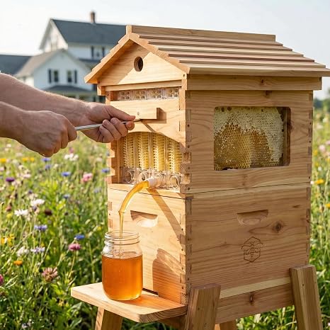 Flow Bee Hive Starter Kit Complete Automatic Beekeeping Box Set for Beginners Easy-to-Use Beehive with All Essential Accessories(Bottom Stand not Included) | for Beginners Easy-to-Use Beehive with All Essential Accessories(Bottom stand not included)