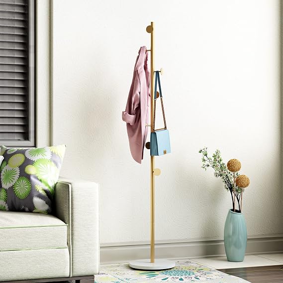 Gold Coat Racks with 7 Hooks, Branches Coat Tree Entryway, Freestanding