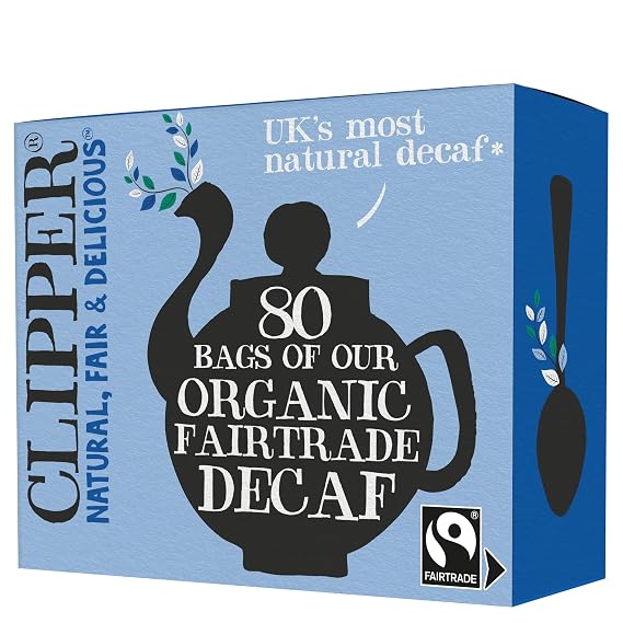 Clipper Organic Decaf Fairtrade Black Tea, 80 Tea Bags | A majestic blend of full-bodied Assam and delicate Ceylon tea in unbleached tea bags. Organic and Fairtrade approved.