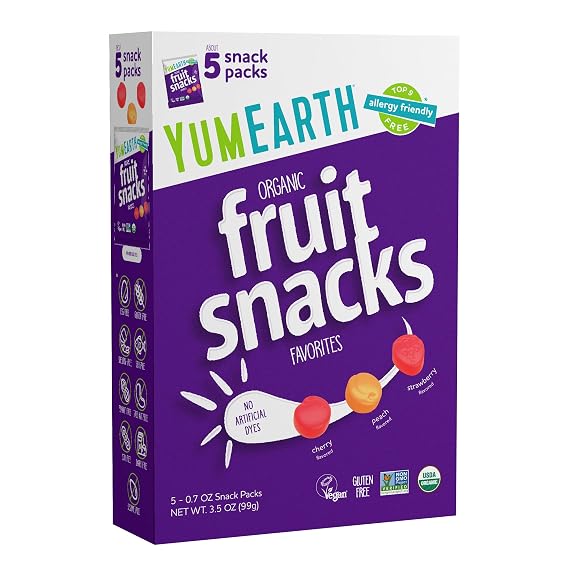 YumEarth Organic Assorted Flavor Fruit Snacks, 0.7oz (Pack of 5)