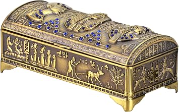 NileCart Ancient Egyptian Style Decorative Small Jewelry Box Made in Egypt (Antique Brass)