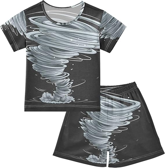 Tornado Storm Summer Pajamas Set 2 Piece Short Cotton Sleepwear