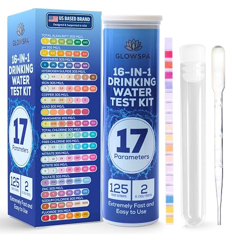 17-in-1 Drinking Water Test Kit -125 Parameters Tests Strips for Home, Tap and Well Water Quality Testing -Detects Hardness, Lead, Iron, pH, Copper, Fluoride & Chlorine-Easy Accurate Result