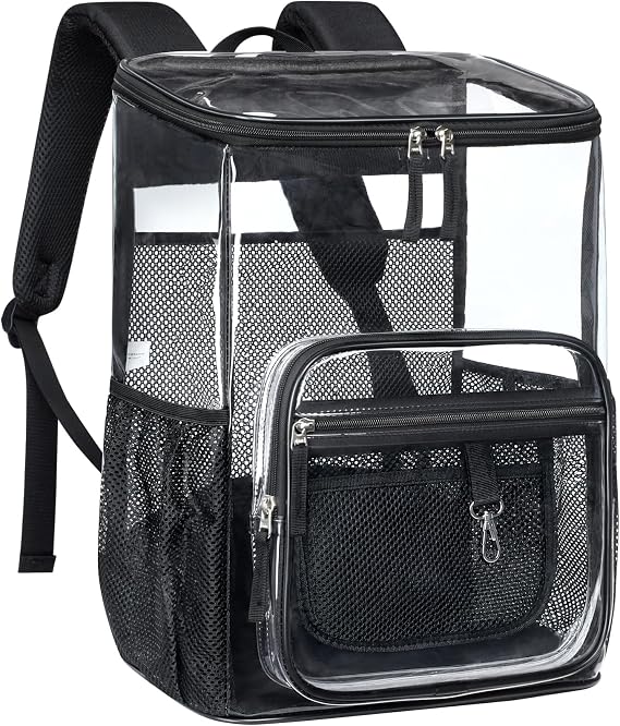 PACKISM Clear Backpack for School - 18 inch Top Loading Bookbag, Black