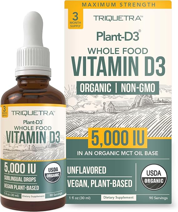 Plant-D3 Organic Vitamin D3 5000IU, Max Strength Sublingual Liquid D3 Drops