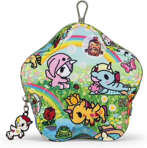 JuJuBe Tokidoki Flower Mini Coin Purse for Women, Small Zipper Pouch, Cards Cash Change Keys Holder, Cute Travel Wallet