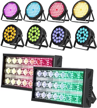 BETOPPER Strobe Light & PAR Lights 120W RGBW 4-in-1 & 1818W DJ Stage Lighting Set-10 Pack