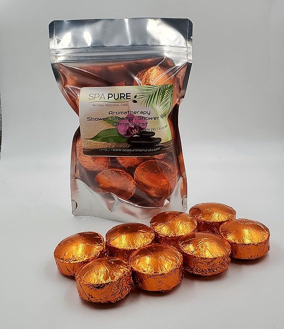 CITRUS Burst Aromatherapy: Shower Bomb Aromatherapy With 100% Natural/Organic Essential Oils - Transform Your Shower - Transform Your Mood (8 Count) Pack of 1
