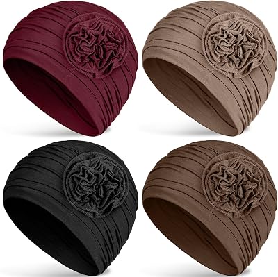 JenPen 6 Pcs Cotton Chemo Headwear for Women Turban Soft Cancer Head Scarf Hats Beanie Elastic Hair Wraps Gift for Christmas