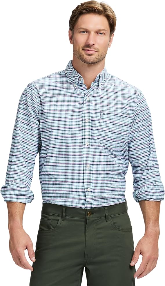 Izod Men's Pinpoint Oxford Button Down Shirt Long Sleeve Stretch