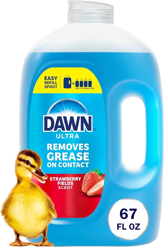 Dawn Ultra Dish Soap Refill Jug, Large Size Liquid Dishwashing Detergent, Powerful Dish Soap for Grease, Strawberry Fields Scent, 67 oz