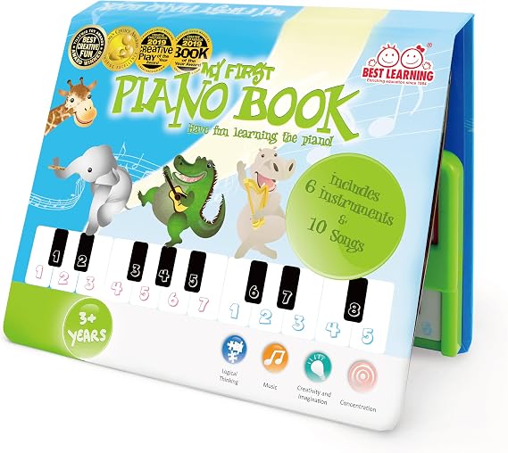 BEST LEARNING My First Piano Book - 20-Key Toy Piano for Kids Ages 3+ | Educational musical toy with 10 nursery rhymes and 6 instrument sounds; birthday gift for 3, 4, 5 year old girls and boys