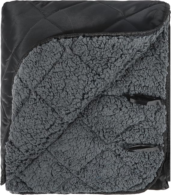 REDCAMP Large Camping Blanket with Sherpa Lining, Black 71"x59"
