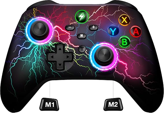 HASACOOL Switch Controller Switch Pro Controller with 2 Back Button Macro Programmable / Flashing Lights 1000 mAh Controller Switch for Switch/Lite/OLED Compatible with Android/IOS/PC