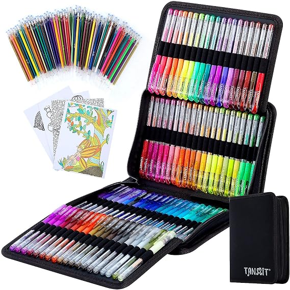 Glitter Gel Pens, 160 Pack Glitter Pen with Case for Adults Coloring Books