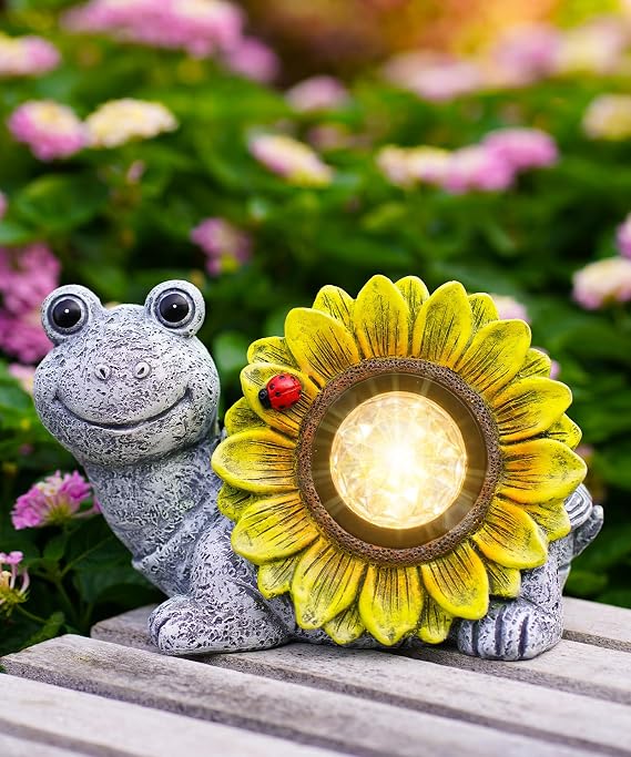 Nacome Solar Turtle Garden Decor with Sunflower: Outdoor Clearance Statues Lights for Outside Lawn Ornaments Porch Patio Balcony Yard - Birthday Gifts
