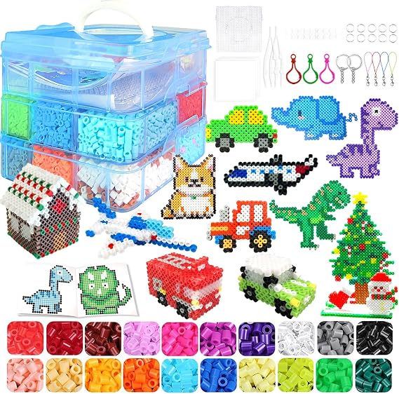 11000 Fuse Beads Kit for Kids-20 Colors 5mm Bead Craft Set with Storage Box, Pegboard,Ironing Paper and Accessories, DIY Craft Kits, Arts and Crafts Set Toys Gifts for Girls & Boys Birthday Christmas