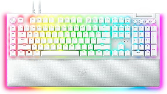 Razer BlackWidow V4 Pro Mechanical Gaming Keyboard, Green Switches, White