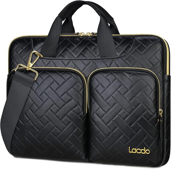 Lacdo 360 Protective Laptop Shoulder Bag, 16 inch Laptop Bag for 16 inch MacBook Pro M5 Pro/Max A3428 A3429 (2026), M4/M3/M2/M1 A3403 A3186 A2991 A2780 A2485, 15 inch Surface Laptop 7th,Elegant Black