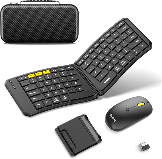 Samsers Ergonomic Split Foldable Keyboard and Mouse for Travel and Business