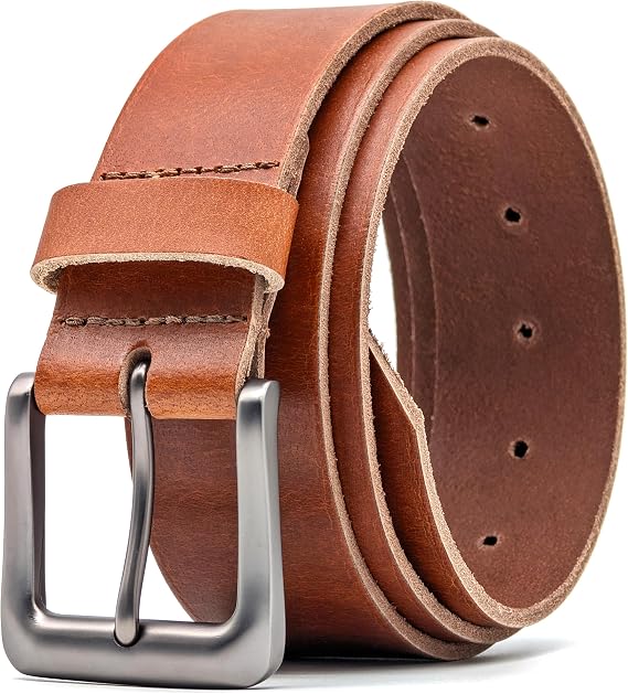 Ashford Ridge Men's Full Grain Leather Belt - Heavy Duty 1.5" Casual & Work Leather Jeans Belt with Matte Metal Buckle - Made in England