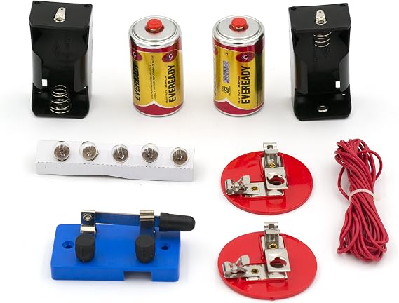 EISCO Simple Circuit Electricity Kit | For Building Basic, Parallel & Series Circuits - Includes Batteries, Wire, Bulbs, Knife Switch, Holders & Experiment Guide