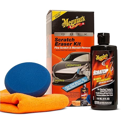 Meguiar's Quik Eraser Kit, Car Scratch Remover for Repairing Surface Blemishes, Car Scratch Repair Kit with ScratchX, Drill-Mounted Pad, and Microfiber Towel, 3 Count