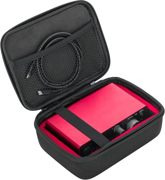 Case for Scarlett Solo 3rd & 4th Gen Travel Storage for Audio Interface + Compatible with Maxone, Seagate, LaCie, WD External Hard Drives Water-Resistant Protective Case w/Strap & Pocket