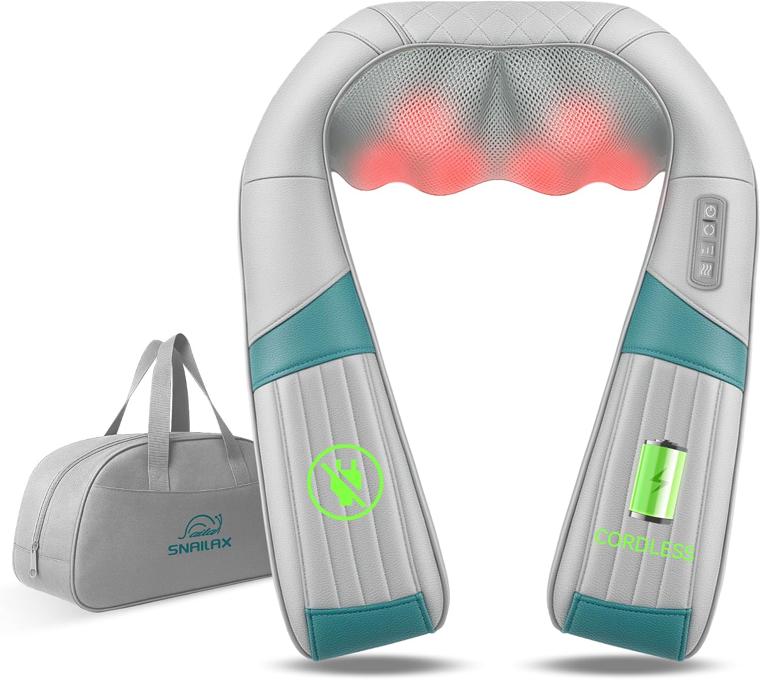 Snailax Cordless Neck Massager with Heat,Rechargeable Shiatsu Back Massage,Shoulder Massager for Pain Relief Deep Tissue,Massage Pillow with Portable Carry Bag,Christimas Birthday Gifts for Women Men