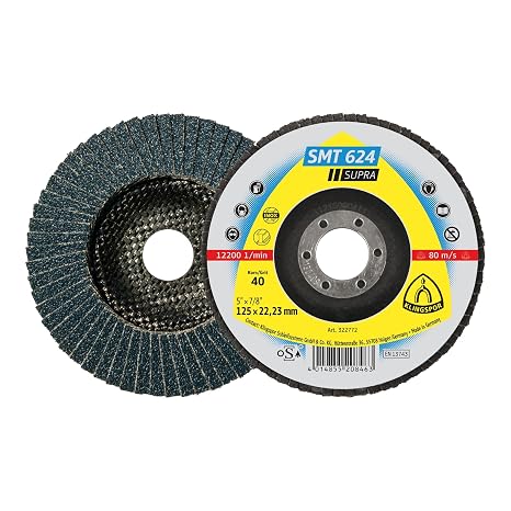 322775 SMT 624 Supra Flap Disc Grit 80 Domed, 125 mm, Blue/Black