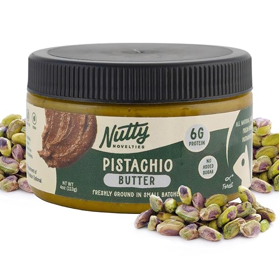 Nutty Novelties Pistachio Butter - High Protein Pistachio Butter - All-Natural, Cholesterol-Free Pistachio Nut Butter - Gluten-Free, Vegan Pistachio Cream Butter - No Added Sugar - 4 Ounces