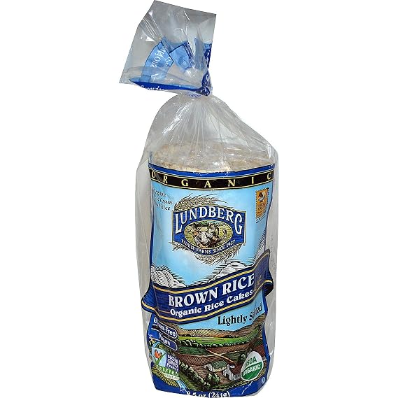 Lundberg, Brown Rice Organic Rice Cakes, Lightly Salted, 8.5 oz(Pack of 2)