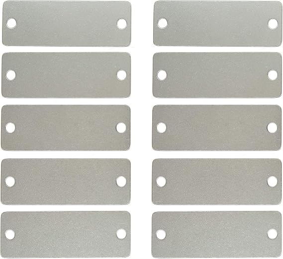 25 Pack Stainless Steel Blank Tags Rectangle Stamping Blanks with Two Holes