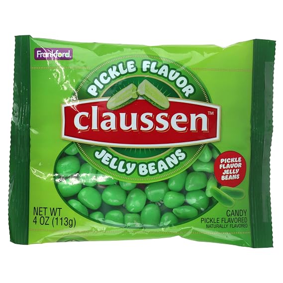Frankford Claussen Dill Pickle Flavored Novelty Jelly Bean Candy Bag, Set of 3