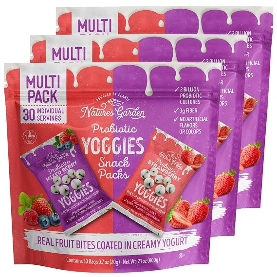 Nature's Garden Probiotic Variety Pack Yoggies 21oz (30 x 0.7oz) Pack of 3