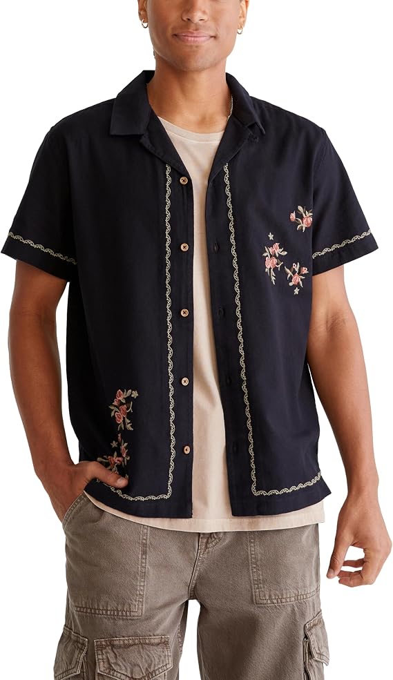 AEROPOSTALE Men's Short Sleeve Design Camp Shirt
