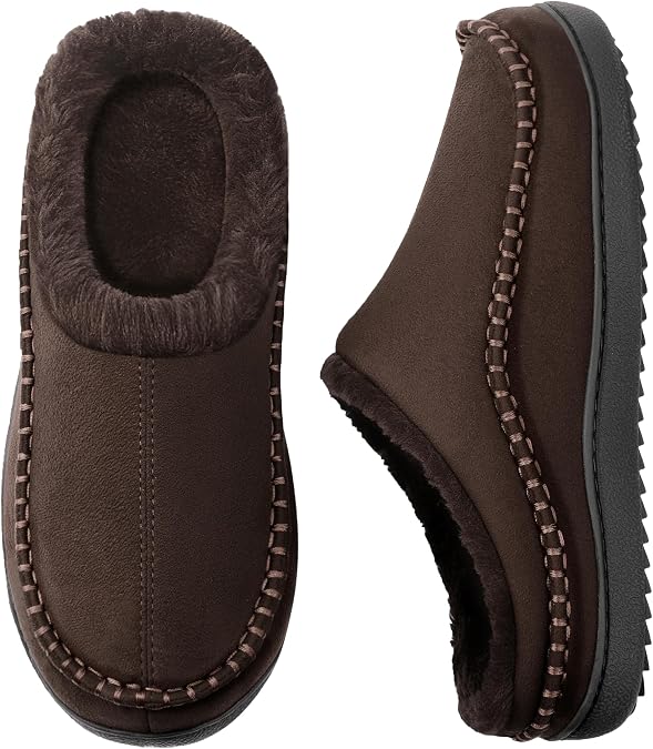MIXIN Mens Slippers Indoor Outdoor Memory Foam Warm Fuzzy Fluffy Comfy House Shoes Anti-Slip Moccasin Slippers