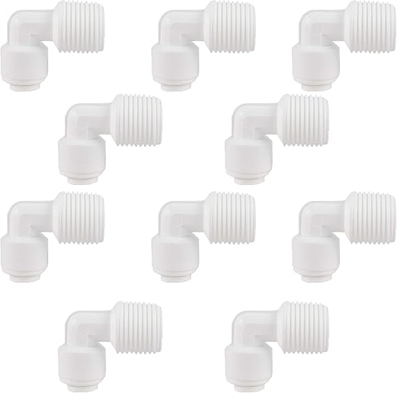NU Aqua Male Elbow Connector 1/4 x NPTF 3/8 - 10 Pack