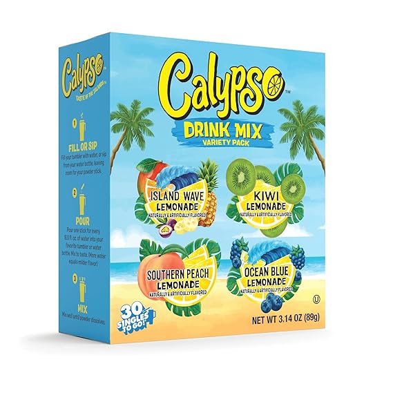 Singles To Go! Calypso Powdered Drink Mix, Lemonade Variety Pack, 30 Count