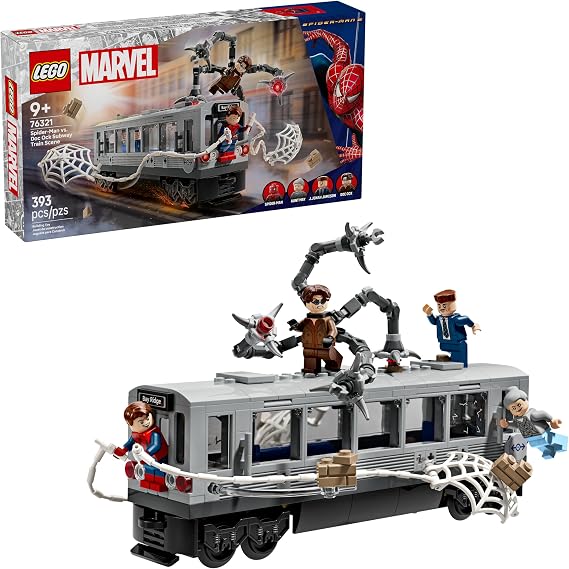 LEGO Marvel Spider-Man vs. Doc Ock Subway Train Scene 76321 | Back to School Gift for Students, Building Toy, Boys & Girls, Ages 9+, Marvel Toys for Kids, 393 pcs