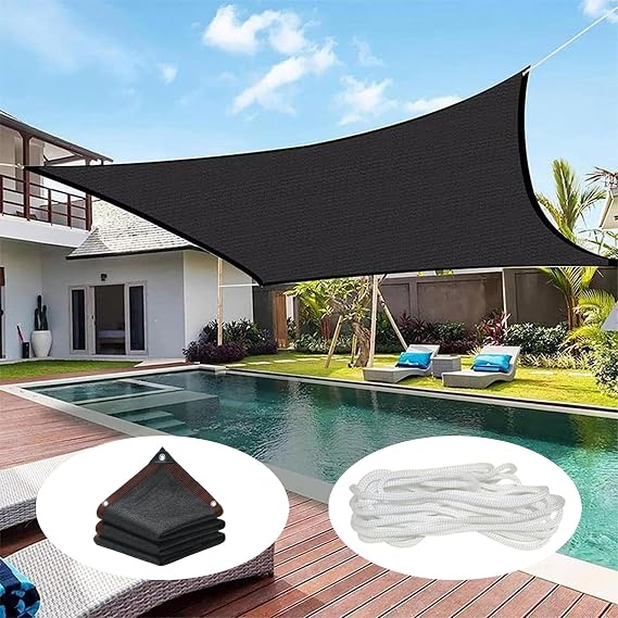 Shade Sails 1m x 3m 90% Shading Rate UV Resistant Sunblock, Sun Shades for Garden - Sunshade Sail for Terrace, Porch, Courtyard & Spare Gazebo, Black