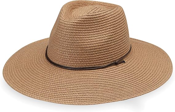 Wallaroo Women's Sanibel Fedora Hat Petite | UPF 50+ UV Sun Hat, Wide Brim w/Chin Strap, Packable