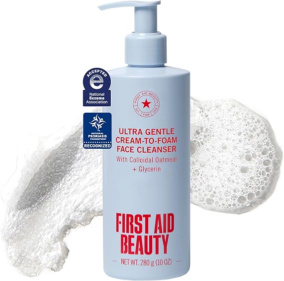 First Aid Beauty - Pure Skin Face Cleanser, Effectively Removes Makeup, Dirt, and Impurities, Gentle Cleanser Leaves Skin Soft & Supple, Safe for Sensitive Skin, Fragrance Free, 10 oz