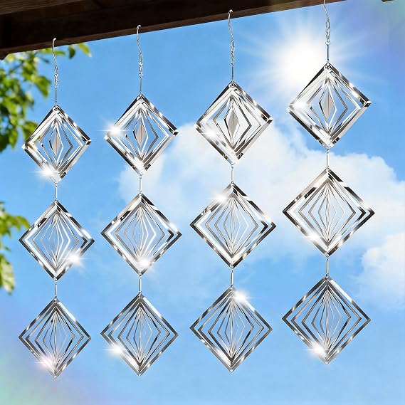 Bird Deterrents for Outside 12 Discs Stainless Steel, 4 Sets