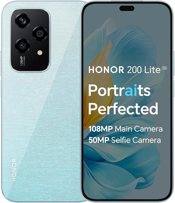 HONOR 200 Lite, Unlocked 5G Smartphone, 8GB+256GB, 6,7” Anti-Drop AMOLED Display, 108MP Triple Rear Camera, 50MP Front Camera, Dual SIM, Android 14, Starry Blue
