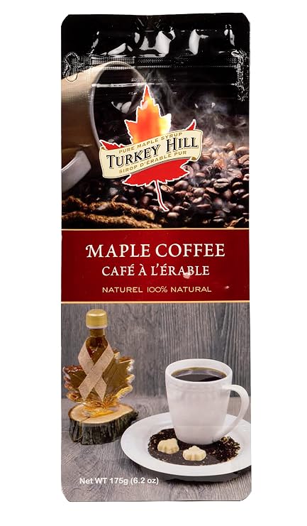 Turkey Hill Sugarbush Pure Canadian Maple Sugar Coffee with Attractive Bag, All-Natural Ingredients 100% Arabica Beans Coffee for Any Occasion, (175g/ 6.2oz)