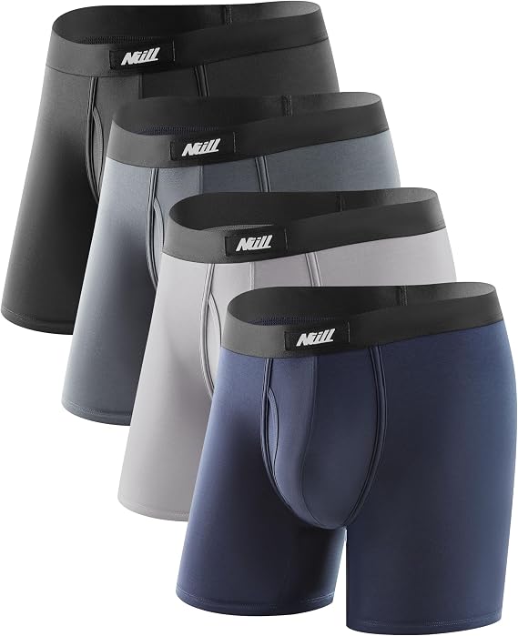 Micro Modal Mens Boxer Briefs & Trunk Underwear with Fly Opening